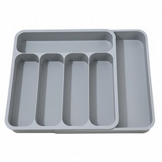 Sarasa 雙層可伸縮餐具抽屜整理收納盤 灰色, 1個