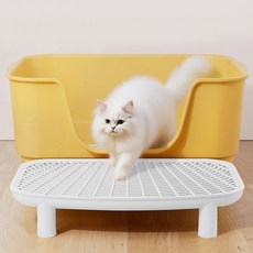 DING DONG PET 貓用高度可調防落砂貓砂踏板, 白色, 1個