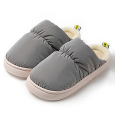 EVER HOUSE 柔軟厚底防水毛絨拖鞋 室內拖鞋, 灰色, 1個