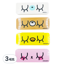 코코자마 플라스틱 필통 4종 세트 30-1413, 옐로우 + 화이트 + 브라운 + 핑크, 3세트