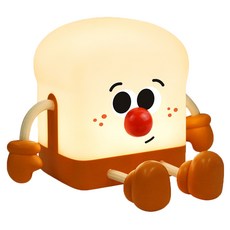 aibo 療癒系 LED夜燈 (USB充電式), 吐司小子 咖啡色 + 米白色