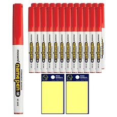 monAmi 粗字用油性筆M 12入 +Tucobi 黃色便利貼組, 紅色, 2套