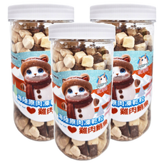 歐姆貓 海陸原肉凍乾粒 雞肉鮪魚 無添加 高蛋白 低脂肪 嗜口佳, 90g, 3罐