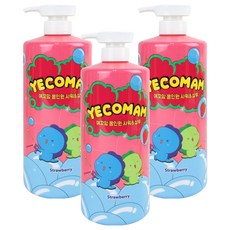 Yecomam 兒童大容量3合1多效合一沐浴洗髮露 草莓, 1L, 3個