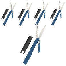 PLUS 普樂士 Twiggy 攜帶式筆型剪刀, 弧線刀刃, 單手簡單鎖定/解除刀刃, 附帶安全蓋掛孔, 黑色, 5支