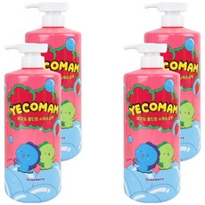 Yecomam 兒童大容量3合1多效合一沐浴洗髮露 草莓, 1L, 4個