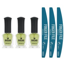 withshyan 酪梨指緣油+美甲銼板組, 鱷梨指甲和角質層油+手指銼, 3組