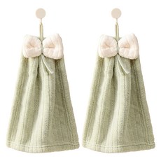 Rinablue 可愛蝴蝶結掛環擦手巾, 2個, 綠色