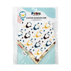 PUKU 藍色企鵝 柔棉造型領巾2入組, 可愛企鵝圖案，柔軟棉質，吸水性佳, 42 x 29 x 29cm, 企鵝, 1組
