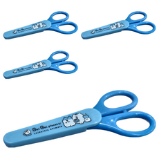 胖胖星球 安全剪刀, 塑膠金屬材質, 尺寸約60x140mm, 附保護套, 藍色, 4包