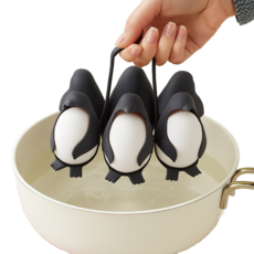 몽리코 펭귄모양 귀여운 계란삶기 홀더 블랙, 1개