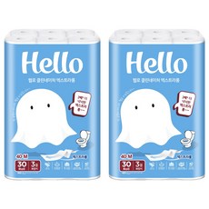 Hello Tissue Clean Nature 加長型 天然紙漿 3層 高級捲筒衛生紙, 60個, 40m, 30入