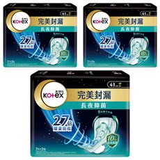 Kotex 靠得住 網層系列 完美封漏長夜抑菌夜用衛生棉, 41cm, 7片, 6包