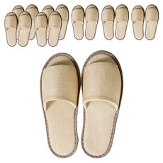 EVER HOUSE 基本款亞麻室內拋棄式拖鞋, 卡其色, 8個