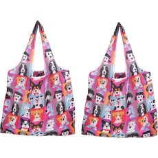 리얼피키 접이식 휴대용 간편 쇼핑백, 강아지 + 랜덤발송, 2개