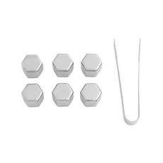 不銹鋼冰塊 6p + 盒子 + 夾子套組六角, 1套