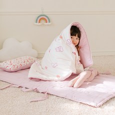 izari 一體式柔軟水洗午睡棉被睡墊枕頭組, Bubble Rabbit