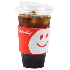 Inp PET 冰杯 92mm 480ml 杯身 + 飲用杯蓋 + 微笑紅色杯套組, 50套