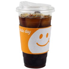 Inp PET 92mm 480ml 冰杯杯身 + 飲用杯蓋 + 黃色笑臉杯套組合, 100套