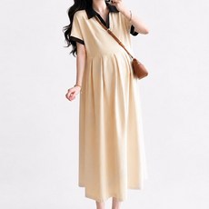아이캔심플 데일리 배색카라 임산부 원피스