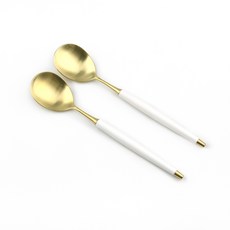 Bogen 르비앙 金色餐具沙拉匙, 白色, 2個
