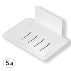 浴室高級免鑽孔肥皂架, 5個, 白色