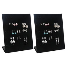 JNC TRADING L型耳環展示架, 黑色(絨毛), 2個