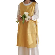 Hansday 迷你開衩亞麻圍裙, 芥末黃, 1個