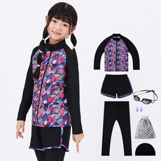 AQUATICA 孩童拉鍊式泳衣+內搭褲+游泳短褲+泳鏡 AQA335 5件組