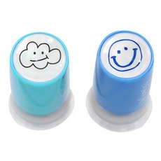 Somssi 笑臉圖案印章+雲朵圖案印章, 1組, 藍色+黑色