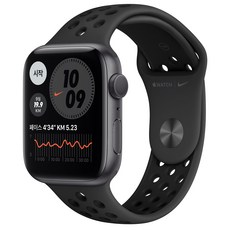 Apple 워치 6 Nike, 스페이스 그레이 알루미늄 케이스, 안트라사이트 + 블랙 스포츠밴드, 44mm, GPS