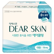 디어스킨 에어쿨링 생리대 날개형, 대형, 14개입, 1세트