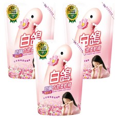 白鴿 防蟎衣物柔軟精 幸福花香 補充包, 植物香氛精華，有效防止靜電，灰塵不易沾染, 1.8kg, 3包