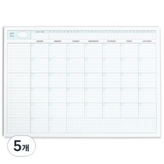 아이코닉 플로우 A4 먼슬리 플래너 패드 데스크 월간 스케줄러, 02 POWDER BLUE, 5개