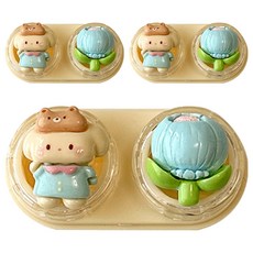 특별한상점 귀여운 휴대용 서랍형 콘택트렌즈 케이스 세트, 퍼피, 3세트