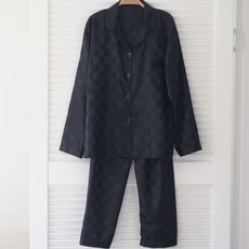 cofv 女士柔軟絲質格紋睡衣套裝