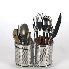 DECOSIN 不鏽鋼半月餐具筒 2格組, 單一顏色, 1套
