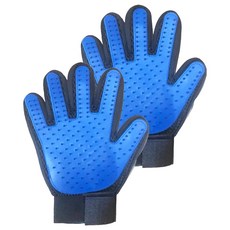 寵物潔毛安撫二用式手套, 藍色 + 黑色, 2個