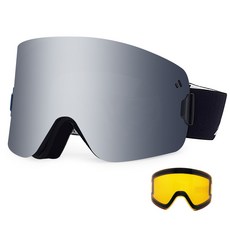 FANTON 中號 CRMAG75SM 用於滑雪鏡更換鏡片眼鏡瓶 + 橙色用於夜視鏡片 + 小袋隨機發貨, 黑色（鏡框）+煙鏡（鏡片）