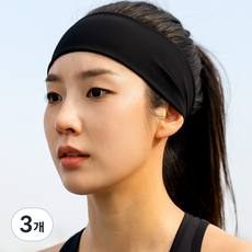 곰지홈 기능성 스포츠 헤어밴드, 다크 블랙, 3개