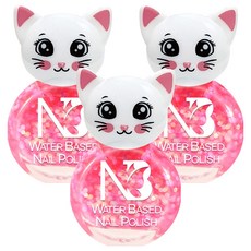 엔비베베 냥냥이 유아 매니큐어, 19 블링핑크, 3개