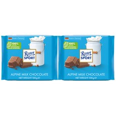 Ritter Sport 阿爾卑斯牛奶巧克力, 100g, 2個