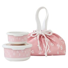 Hiromimi SOU SOU 不鏽鋼保鮮碗組 十數昆, 304不鏽鋼材質, 附束口袋, 粉色, 1組