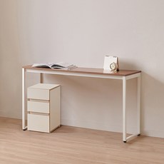 윌로우 플로우 철제 컴퓨터 가로 1600 세로 400 책상 + B타입 서랍장 세트 방문설치, 화이트+프렌치오크(책상), 크림버치(서랍장)