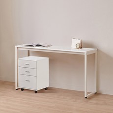 윌로우 플로우 철제 컴퓨터 가로 1600 세로 400 책상 + C타입 서랍장 세트 방문설치, 화이트(책상), 화이트(서랍장)
