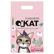 O'KAT 美喵人生 條狀豌豆凝結砂 2mm, 甜心水蜜桃, 6L, 1包