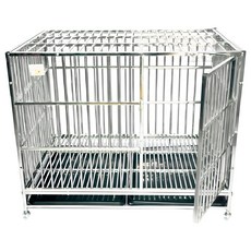 彬彬小舖 白鐵不鏽鋼狗籠 附托盤 + 輪子, 1個, 不鏽鋼本色