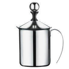 FUJI-GRACE 富士雅麗 不鏽鋼雙層手動奶泡器 400ml 雙層濾網 圓形拉桿 加厚弧形握柄 外觀鏡面拋光工藝 內壁拉絲工藝