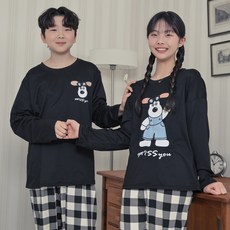CocoDream 男女通用 青少年 學生 Tintin 黑色Kkobi 長袖睡衣 上下套裝