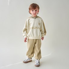 MARI N MORI 兒童款 Home Run V領撞色刷毛上下衣套裝